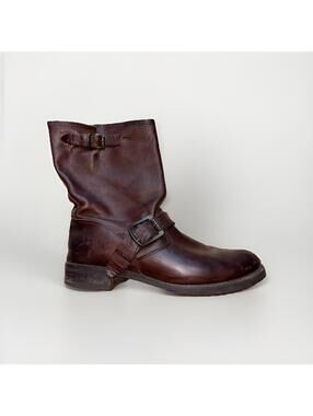 Frye Veronica Flex Short Distressed Leather Moto Buckle Boots Womens Size 6